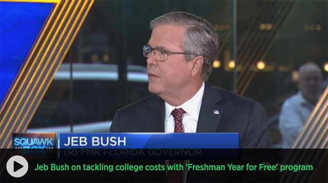 Jeb Bush Advocates at CNBC the Open edX-Based Freshman Year For Free Program