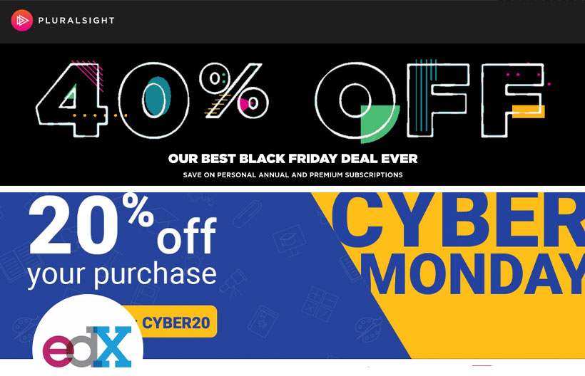 Black Friday and Cyber Monday: edX, Pluralsight, Udemy and Skillshare Join the Marketing Season