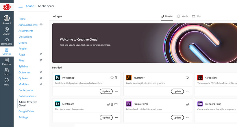 Adobe Creative Cloud and Spark Will Be Integrated Inside the Canvas LMS