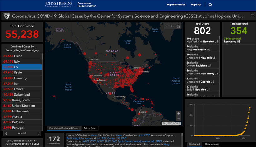 Johns Hopkins University Updates the Coronavirus Map by Adding Local Data