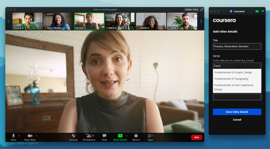 Coursera’s App for Zoom Enables Instructors to Integrate Live Meetings into Their Courses
