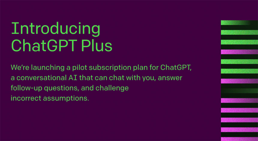 OpenAI Announces ChatGPT Plus, a $20/Month Premium Service