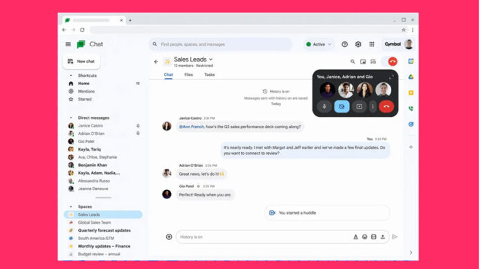 Google lanzó su nuevo chat, que se parece a Slack y Microsoft Teams Google lanzó su nuevo chat, que se parece a Slack y Microsoft Teams