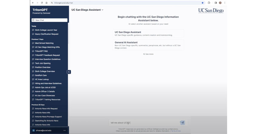 UC San Diego's TritonGPT Chatbot Upgraded to Llama 3