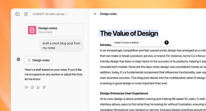 OpenAI Introduced "Canvas," a New Interface for Working On Writing and Coding Projects