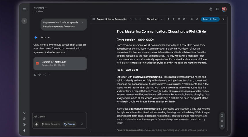 Google Gemini's Latest Feature: Canvas, an Interactive Space for Refining Documents and Code