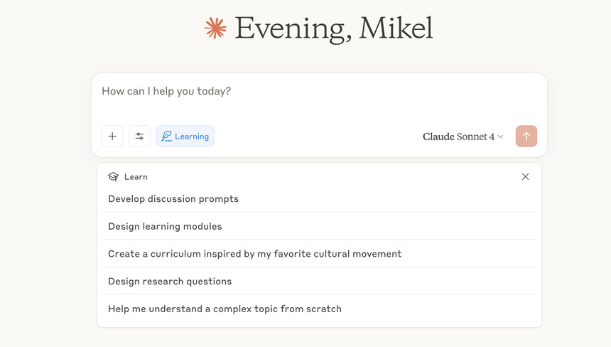 Claude.ai Introduces a "Learning Style" on Its Chatbot