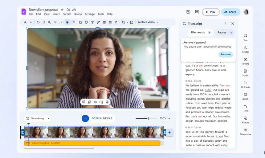 Google Added AI Avatars and the Image-to-Video Veo 3 to Its 'Vids' Video Editor