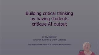 Building critical thinking by having students critique AI output