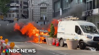 Car explodes into massive fireball near Wall Street